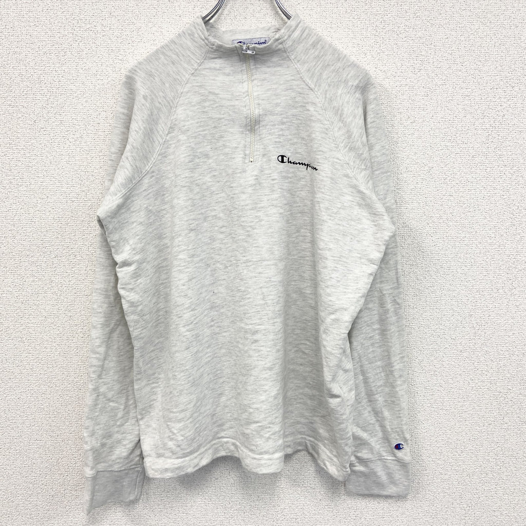 champion　チャンピオン　ハーフジップスウェット/トレーナー　ハーフジップ　ロゴ刺繡　グレー　Lサイズ