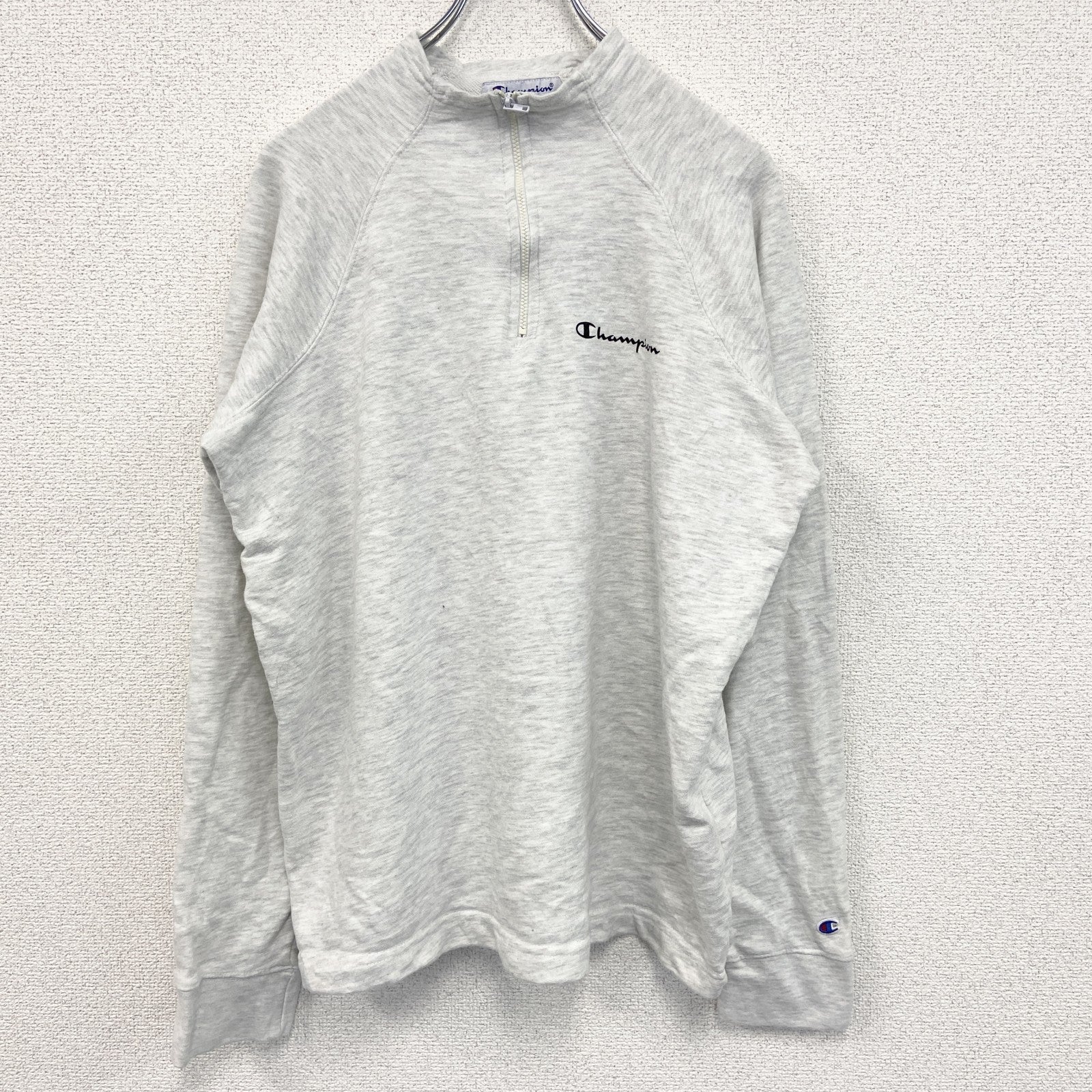 champion　チャンピオン　ハーフジップスウェット/トレーナー　ハーフジップ　ロゴ刺繡　グレー　Lサイズ
