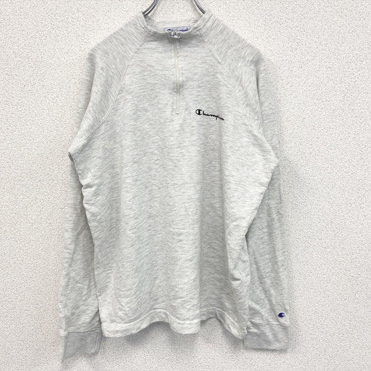 champion　チャンピオン　ハーフジップスウェット/トレーナー　ハーフジップ　ロゴ刺繡　グレー　Lサイズ