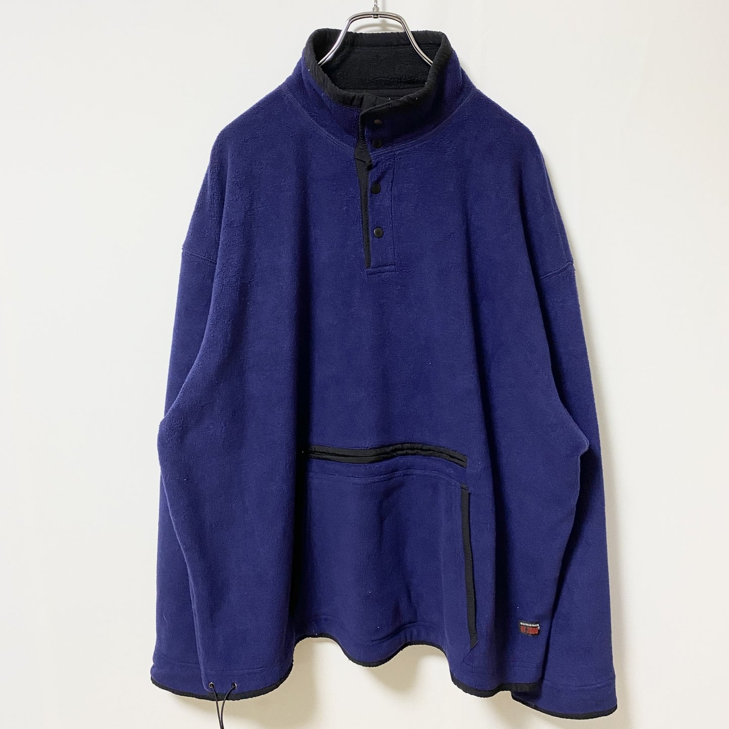古着 used　Outersport　長袖フリースジャケット　ハーフボタン　ハイネック　青　ビッグシルエット　XXLサイズ