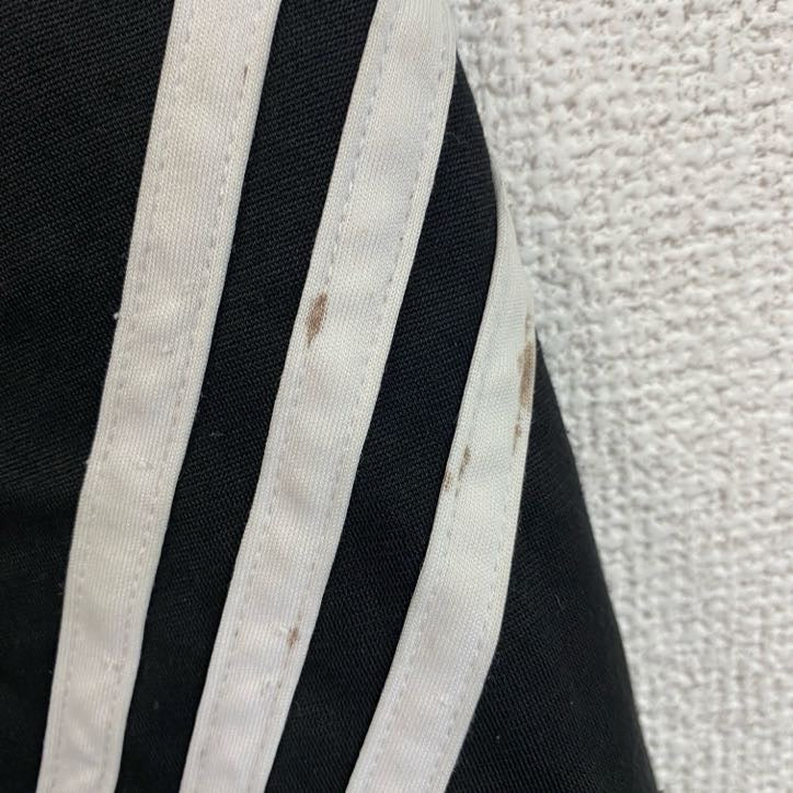 古着 used　adidas　アディダス　長袖ワンポイントロゴ刺繍ジャージ　トラックジャケット　黒　グレー　XLサイズ