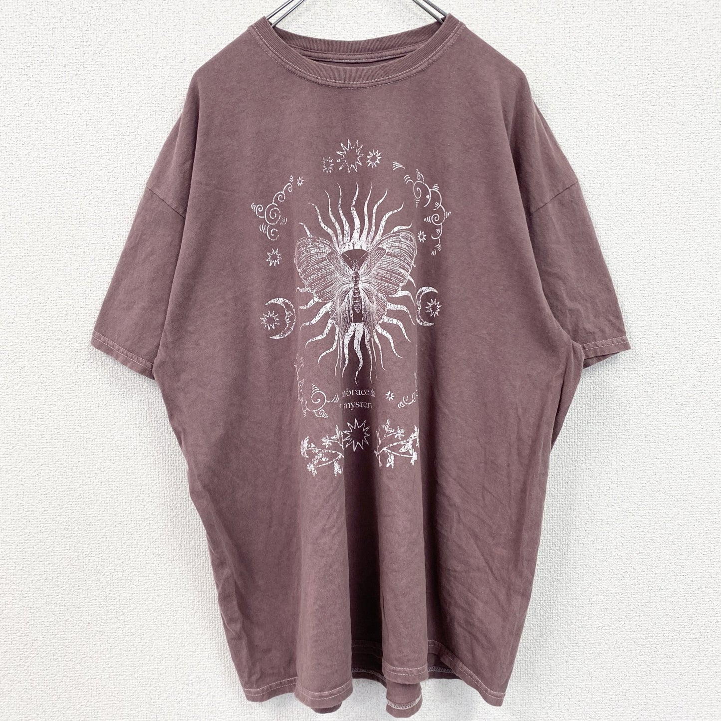 古着 used　desert dreamer　半袖プリントTシャツ　蝶　昆虫　クルーネック　レトロデザイン　赤　紅　レッド　