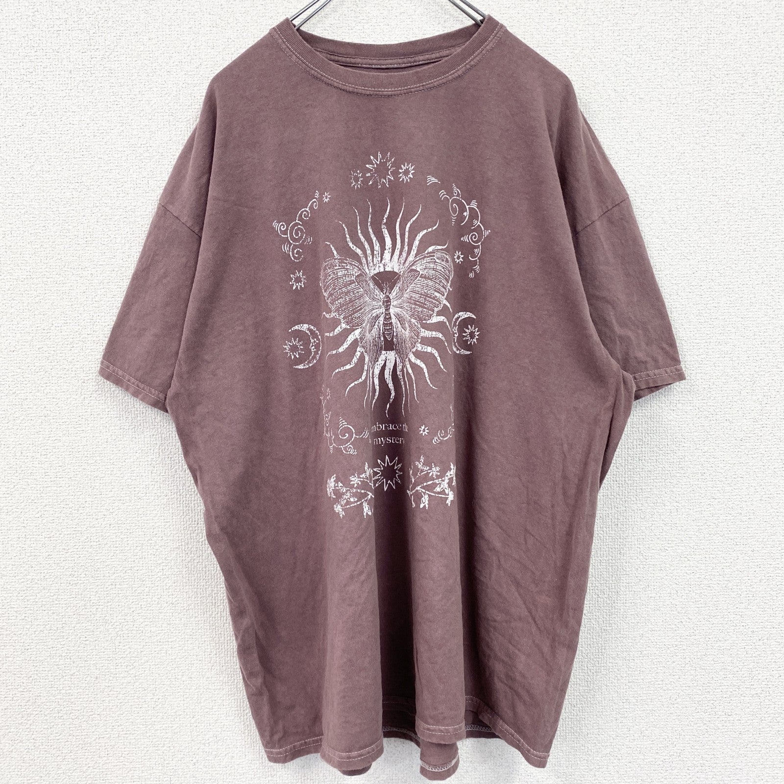 古着 used　desert dreamer　半袖プリントTシャツ　蝶　昆虫　クルーネック　レトロデザイン　赤　紅　レッド　
