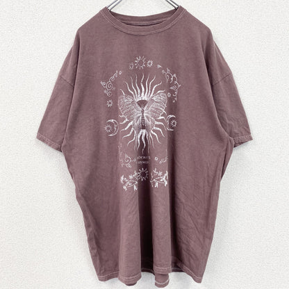 古着 used　desert dreamer　半袖プリントTシャツ　蝶　昆虫　クルーネック　レトロデザイン　赤　紅　レッド　