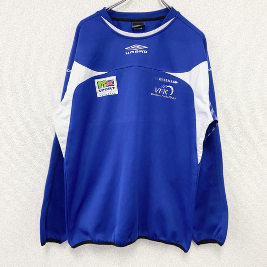 00s　UMBRO　アンブロ　スウェット/トレーナー　デカロゴ　刺繍ロゴ　ヴィンテージ　青　ブルー　XLサイズ