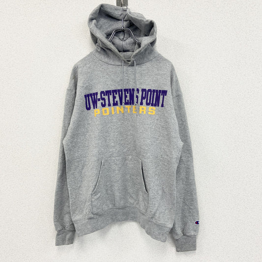 champion　チャンピオン　スウェットパーカー/フーディー　カレッジロゴ　刺繍ロゴ　現行　灰色　グレー　Lサイズ