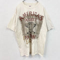 古着 used　Hanes　ヘインズ　半袖ビッグプリントTシャツ　アメリカ　野球　スポーツ　クルーネック　白　ホワイト　XLサイズ