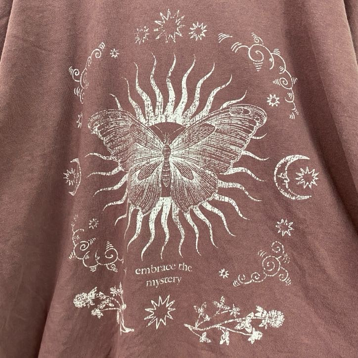 古着 used　desert dreamer　半袖プリントTシャツ　蝶　昆虫　クルーネック　レトロデザイン　赤　紅　レッド　