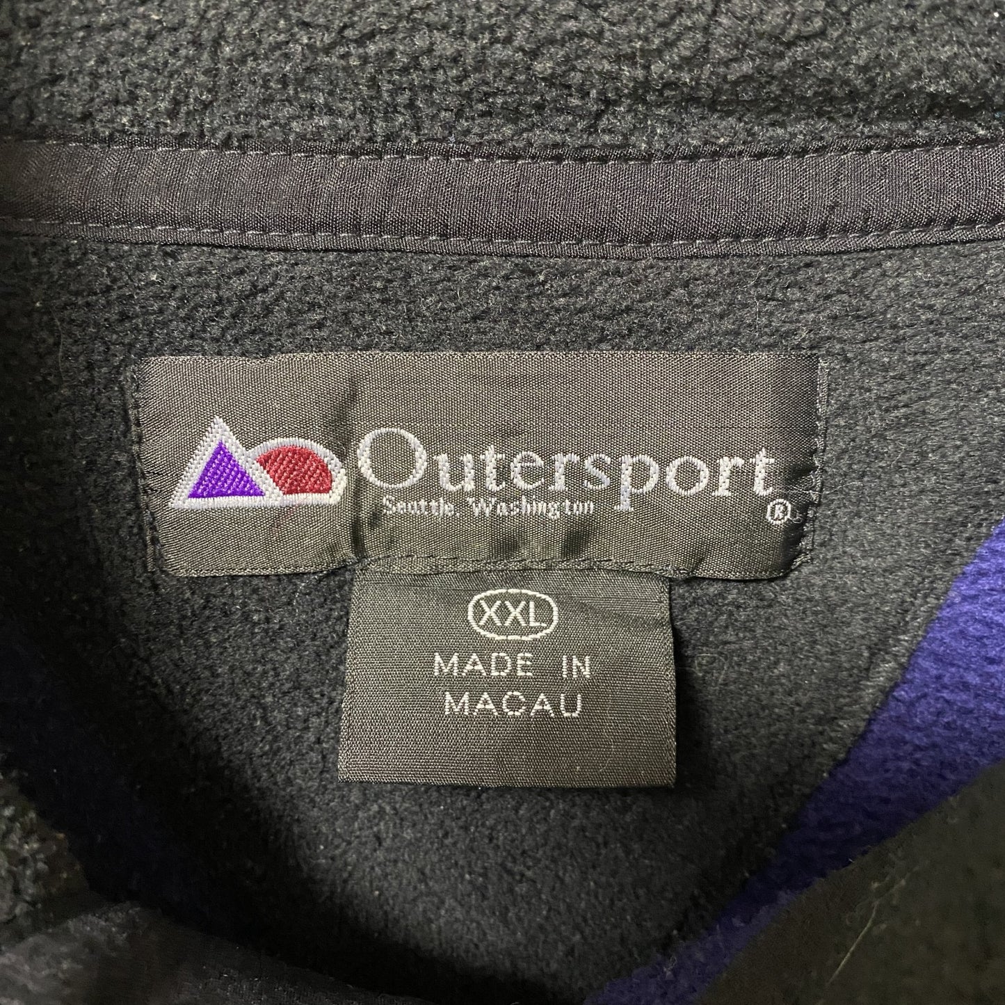 古着 used　Outersport　長袖フリースジャケット　ハーフボタン　ハイネック　青　ビッグシルエット　XXLサイズ