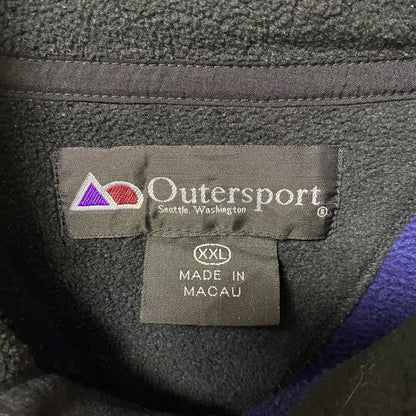古着 used　Outersport　長袖フリースジャケット　ハーフボタン　ハイネック　青　ビッグシルエット　XXLサイズ