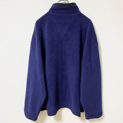 古着 used　Outersport　長袖フリースジャケット　ハーフボタン　ハイネック　青　ビッグシルエット　XXLサイズ