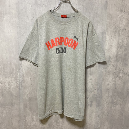 古着 used　PUMA　HARPOON　半袖プリントTシャツ　グレー　レトロ　デザイン　個性的　クルーネック　春夏服　メンズ