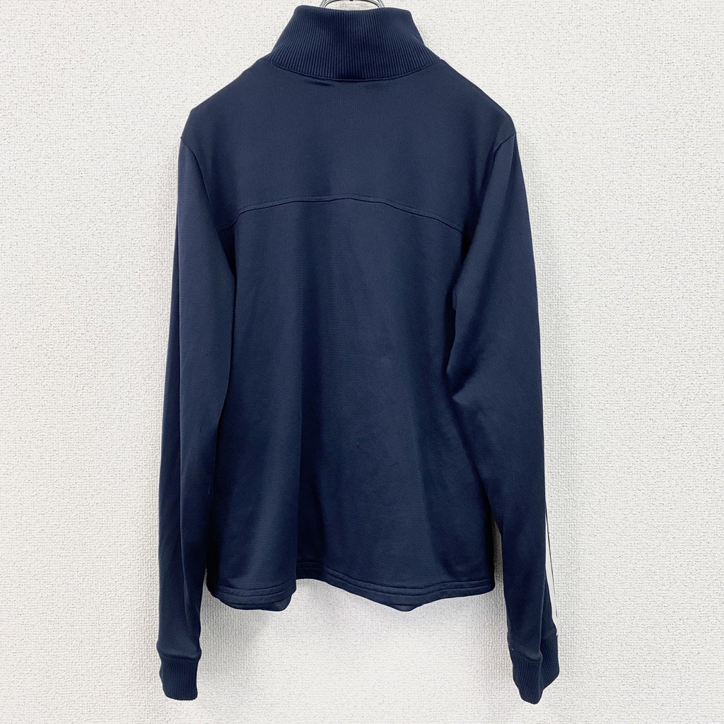 古着 used　adidas　アディダス　長袖ロゴ刺繍ジャージ　フルジップ　スポーツ　レトロデザイン　青　ブルー　Lサイズ