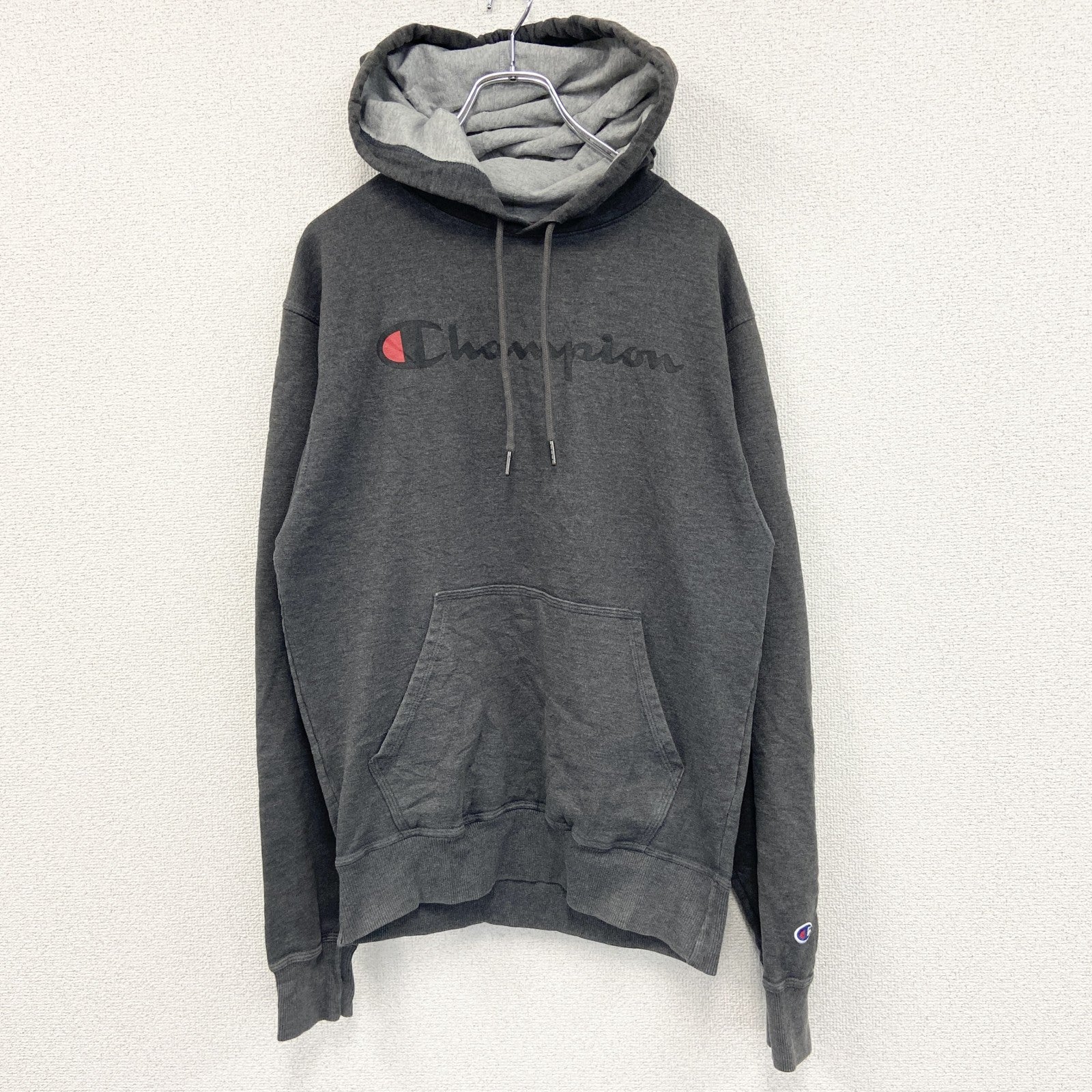 champion　チャンピオン　スウェットパーカー/フーディー　ロゴプリント　グレー　Lサイズ