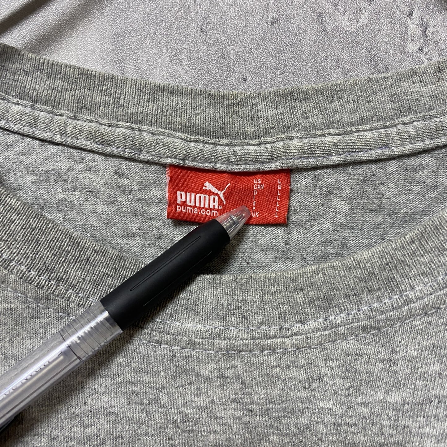 古着 used　PUMA　HARPOON　半袖プリントTシャツ　グレー　レトロ　デザイン　個性的　クルーネック　春夏服　メンズ