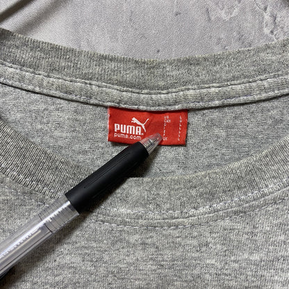 古着 used　PUMA　HARPOON　半袖プリントTシャツ　グレー　レトロ　デザイン　個性的　クルーネック　春夏服　メンズ