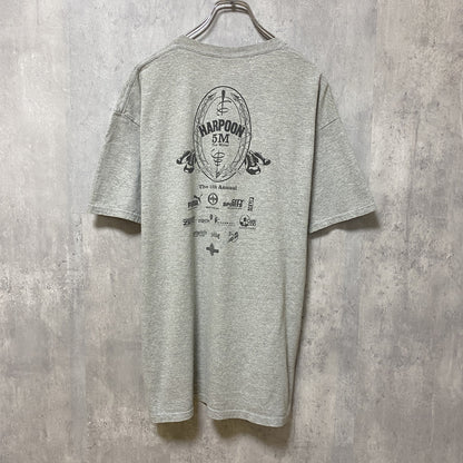 古着 used　PUMA　HARPOON　半袖プリントTシャツ　グレー　レトロ　デザイン　個性的　クルーネック　春夏服　メンズ