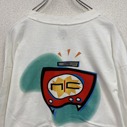 90s　Hanes　ヘインズ　BEEFY-T　AKAI　半袖Tシャツ　企業ロゴ　シングルステッチ　白　ホワイト　XLサイズ