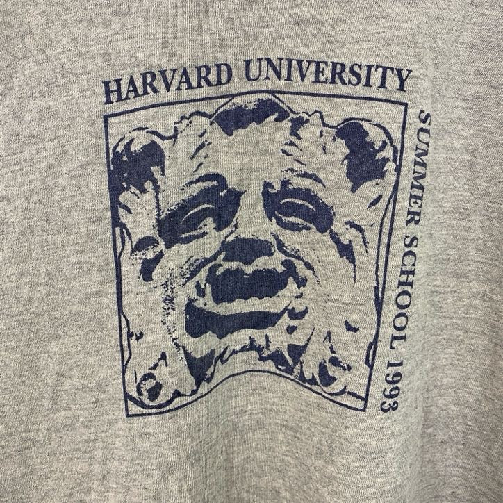 古着 used　～90s　FRUIT OF THE LOOM　半袖両面カレッジプリントTシャツ　ハーバード大学　グレー　Lサイズ