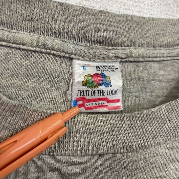 古着 used　～90s　FRUIT OF THE LOOM　半袖両面カレッジプリントTシャツ　ハーバード大学　グレー　Lサイズ