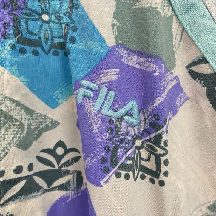 古着 used　FILA　フィラ　長袖スウェット　フルジップ　ジャージ　ワンポイントロゴ刺繍　白　ホワイト　XLサイズ