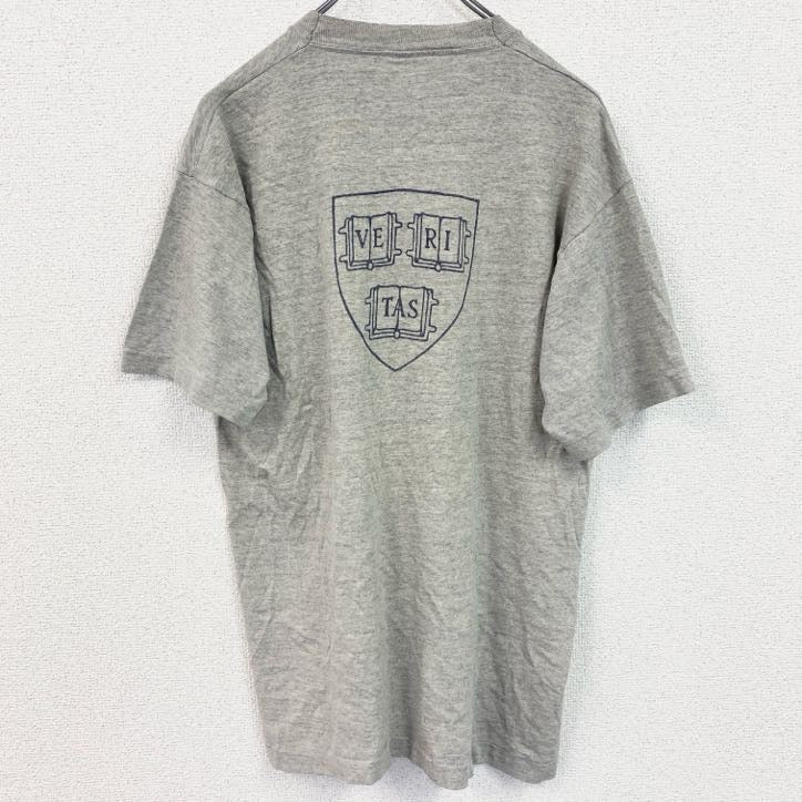 古着 used　～90s　FRUIT OF THE LOOM　半袖両面カレッジプリントTシャツ　ハーバード大学　グレー　Lサイズ