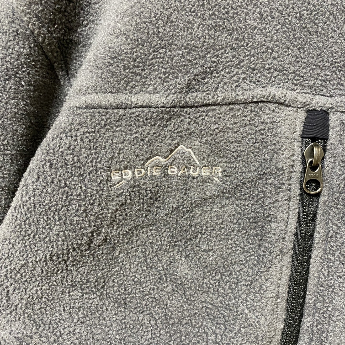 古着 used　EDDIE BAUER エディーバウアー　長袖フリースジャケット　ハイネック　ポイント刺繍　グレー　Lサイズ