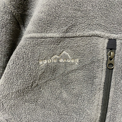 古着 used　EDDIE BAUER エディーバウアー　長袖フリースジャケット　ハイネック　ポイント刺繍　グレー　Lサイズ