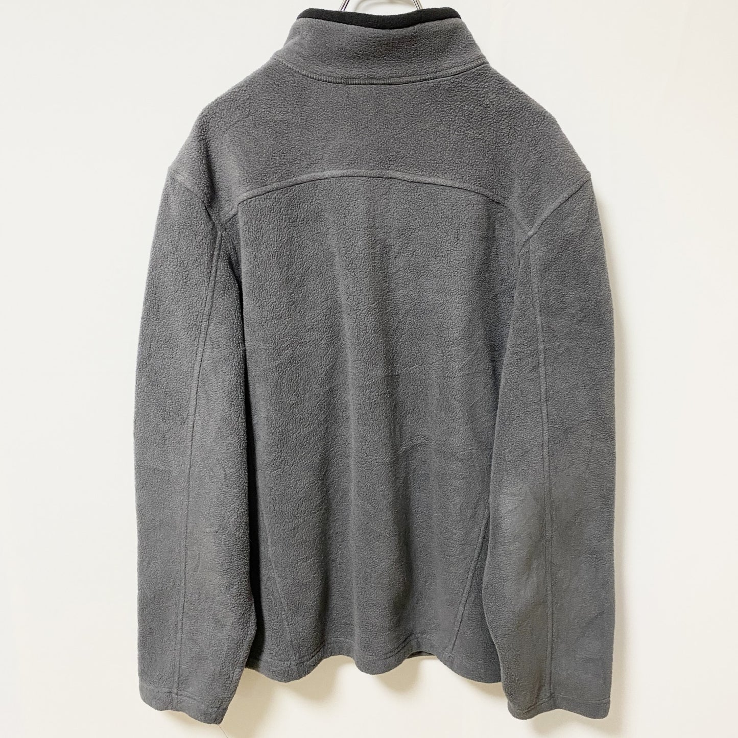古着 used　EDDIE BAUER エディーバウアー　長袖フリースジャケット　ハイネック　ポイント刺繍　グレー　Lサイズ