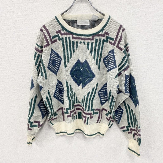 ～90s　HENNESSY　アクリルニットセーター　ヴィンテージ　総柄　マルチカラー　Mサイズ