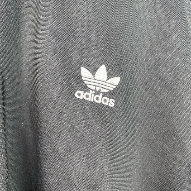 古着 used　adidas　アディダス　長袖スウェット　フルジップ　ジャージ　ワンポイントロゴ　黒　ブラック　XXLサイズ
