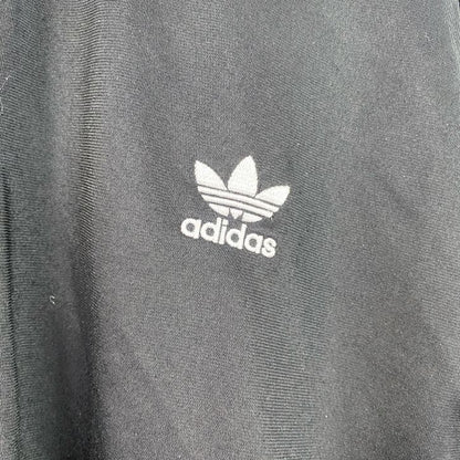 古着 used　adidas　アディダス　長袖スウェット　フルジップ　ジャージ　ワンポイントロゴ　黒　ブラック　XXLサイズ