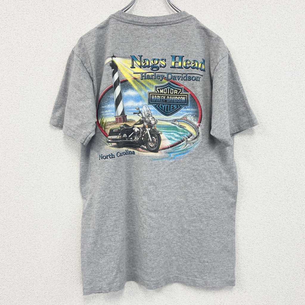 00s　HARLEY DAVIDSON　ハーレーダビッドソン　半袖両面プリントTシャツ　灰色　グレー