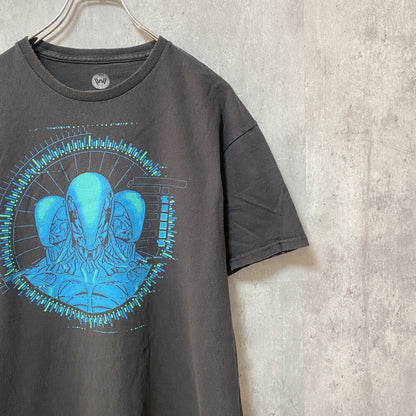 古着 used　WEST WORLD　海外SFドラマ　半袖プリントTシャツ　黒　レトロ　デザイン　個性的　クルーネック　Lサイズ