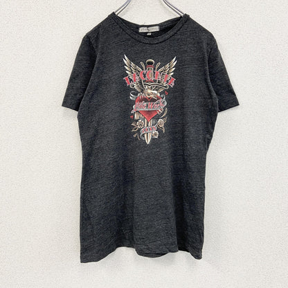 HOT LWATHEAS　半袖プリントTシャツ　両面プリント　ダークグレー　Lサイズ