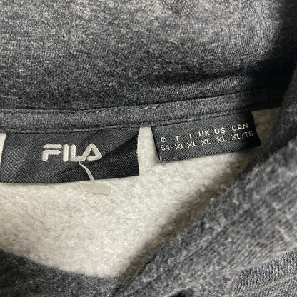FILA　フィラ　スウェットパーカー/フーディー　デカロゴ　ワッペン　ダークグレー　XLサイズ