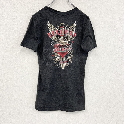 HOT LWATHEAS　半袖プリントTシャツ　両面プリント　ダークグレー　Lサイズ