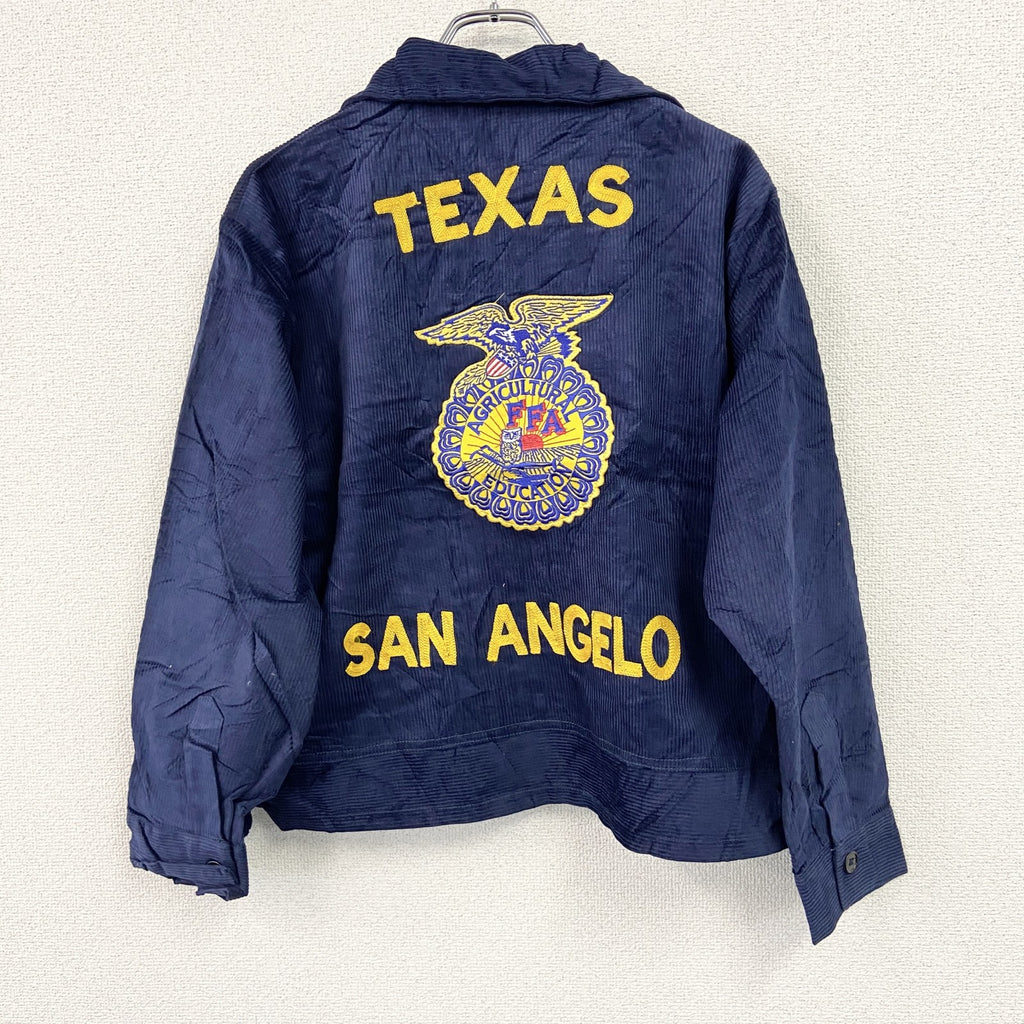 FFAジャケット　ファーマーズジャケット　コーデュロイジャケット　レプリカ　リメイク　刺繍　紺　ネイビー　Lサイズ