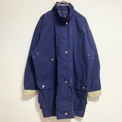 古着 used　長袖ハイネックブルゾン　厚手アウター　コート　ネイビー　秋冬服　レトロ　ビッグシルエット　XLサイズ