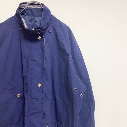 古着 used　長袖ハイネックブルゾン　厚手アウター　コート　ネイビー　秋冬服　レトロ　ビッグシルエット　XLサイズ