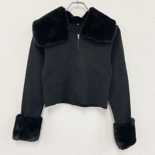 ROYAL PARTY　ロイヤルパーティ　ファー付きニットジャケット　黒　ブラック　Fサイズ