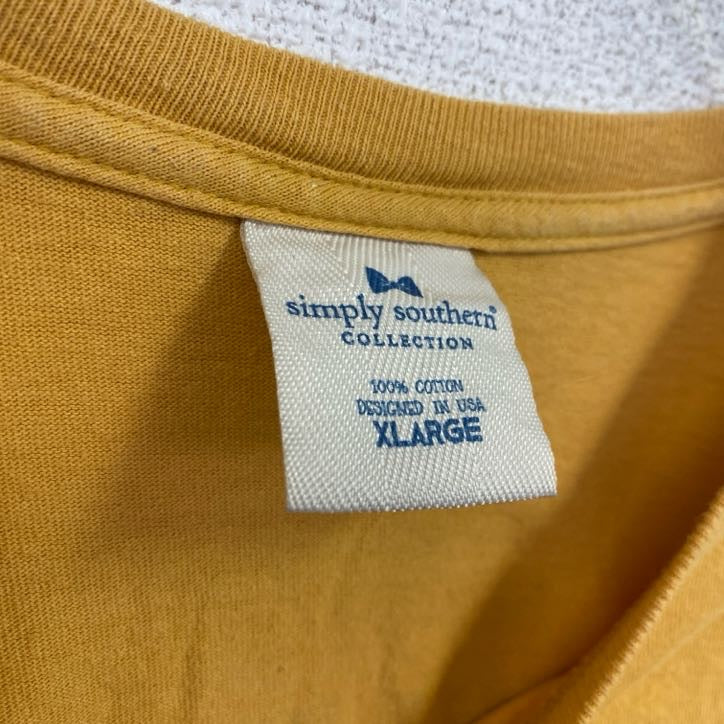 古着 used　simply southern　半袖両面プリントTシャツ　ひまわり　コットン100％　黄色　XLサイズ