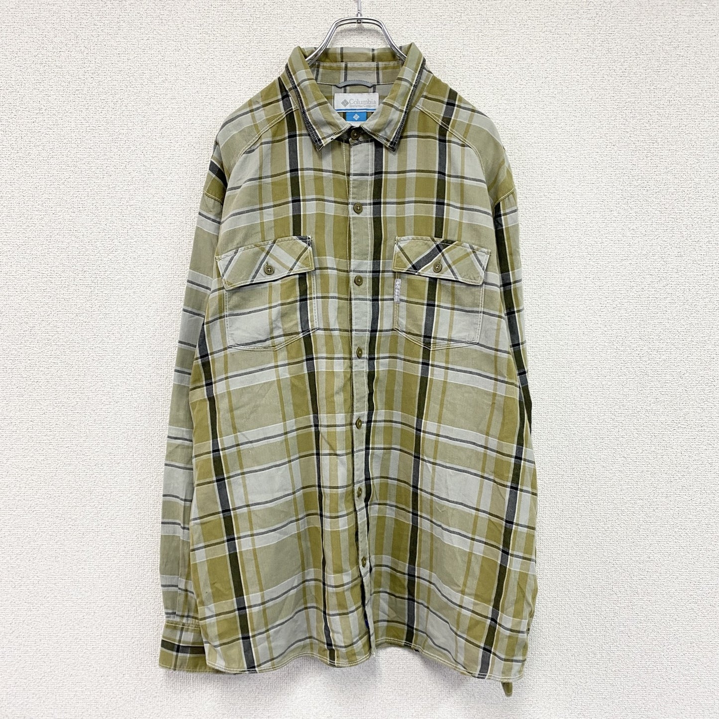 Columbia　コロンビア　長袖シャツ　チェック柄　カーキ　XLサイズ