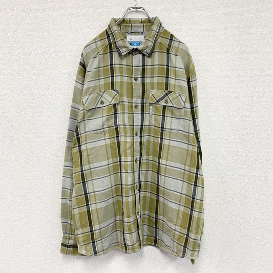 Columbia　コロンビア　長袖シャツ　チェック柄　カーキ　XLサイズ