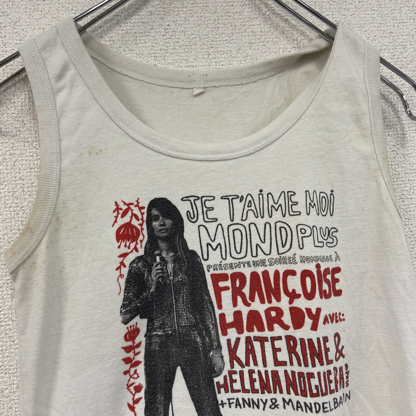 タンクトップ/ノースリーブ　シンガーT　FRANCOISE HARDY　白　ホワイト　Mサイズ