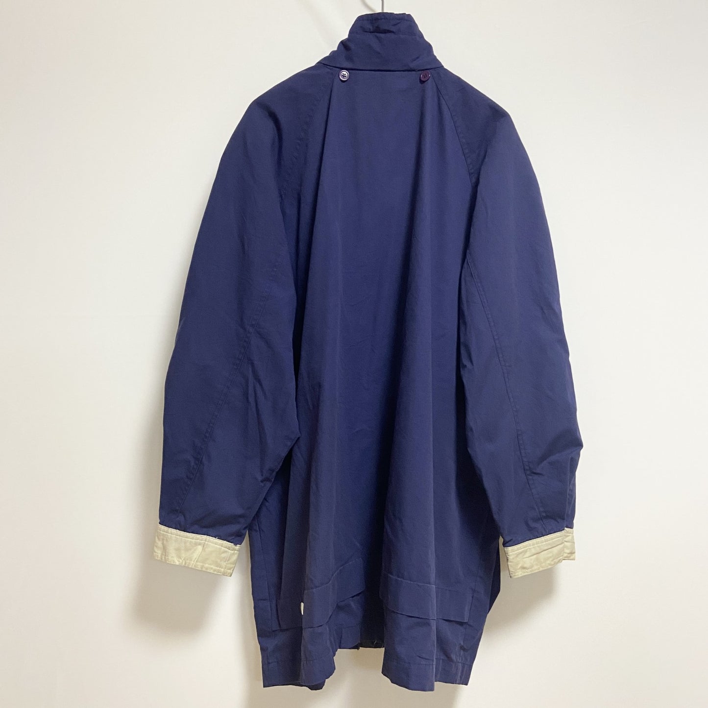 古着 used　長袖ハイネックブルゾン　厚手アウター　コート　ネイビー　秋冬服　レトロ　ビッグシルエット　XLサイズ