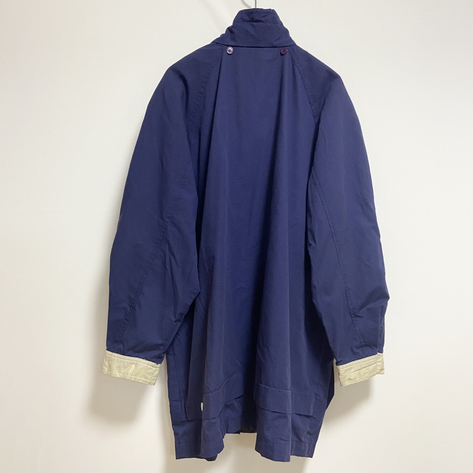 古着 used　長袖ハイネックブルゾン　厚手アウター　コート　ネイビー　秋冬服　レトロ　ビッグシルエット　XLサイズ