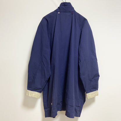 古着 used　長袖ハイネックブルゾン　厚手アウター　コート　ネイビー　秋冬服　レトロ　ビッグシルエット　XLサイズ