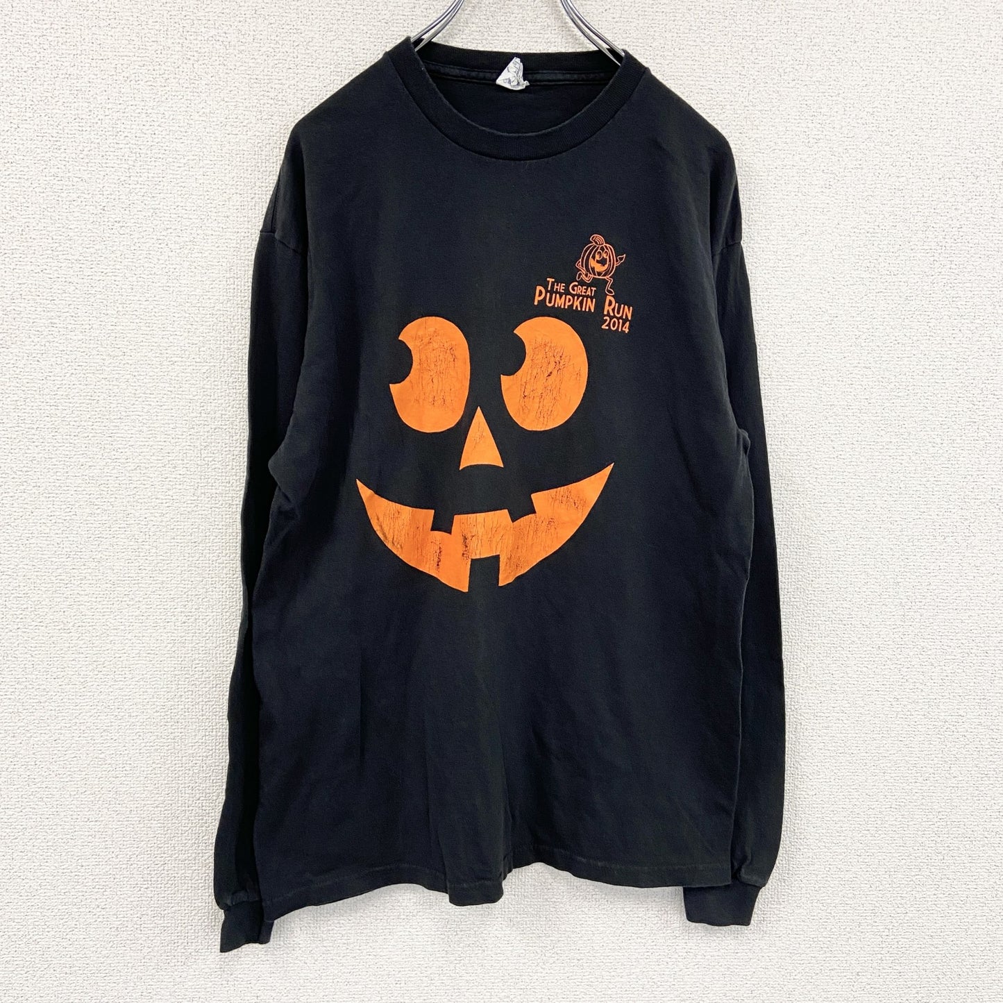 DELTA　長袖プリントTシャツ/ロンT　ハロウィン　両面プリント　黒　ブラック　Lサイズ