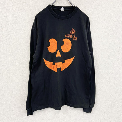 DELTA　長袖プリントTシャツ/ロンT　ハロウィン　両面プリント　黒　ブラック　Lサイズ